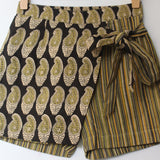 Olive Bagru Overlap Cotton Shorts