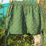 Green Bagru Booti Cotton Shorts with Side Knots