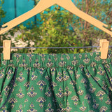 Green Bagru Booti Cotton Shorts with Side Knots