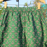 Green Bagru Booti Cotton Shorts with Side Knots