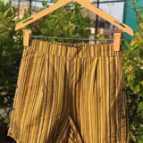 Olive Dabu Stripe Cotton Shorts