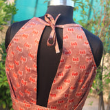 Modal satin vanaspati handblock printed print low neckline crop top