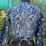 Indigo dabu handblock print half n half wrap top