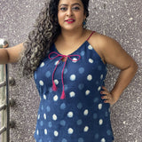 Indigo Dabu Polka Dot Handblock Cotton Top