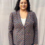 Sea Green Sanganeri Booti Handblock Print Cotton Blazer