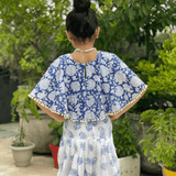 Blue Sanganeri Poncho Top and Dhoti Set