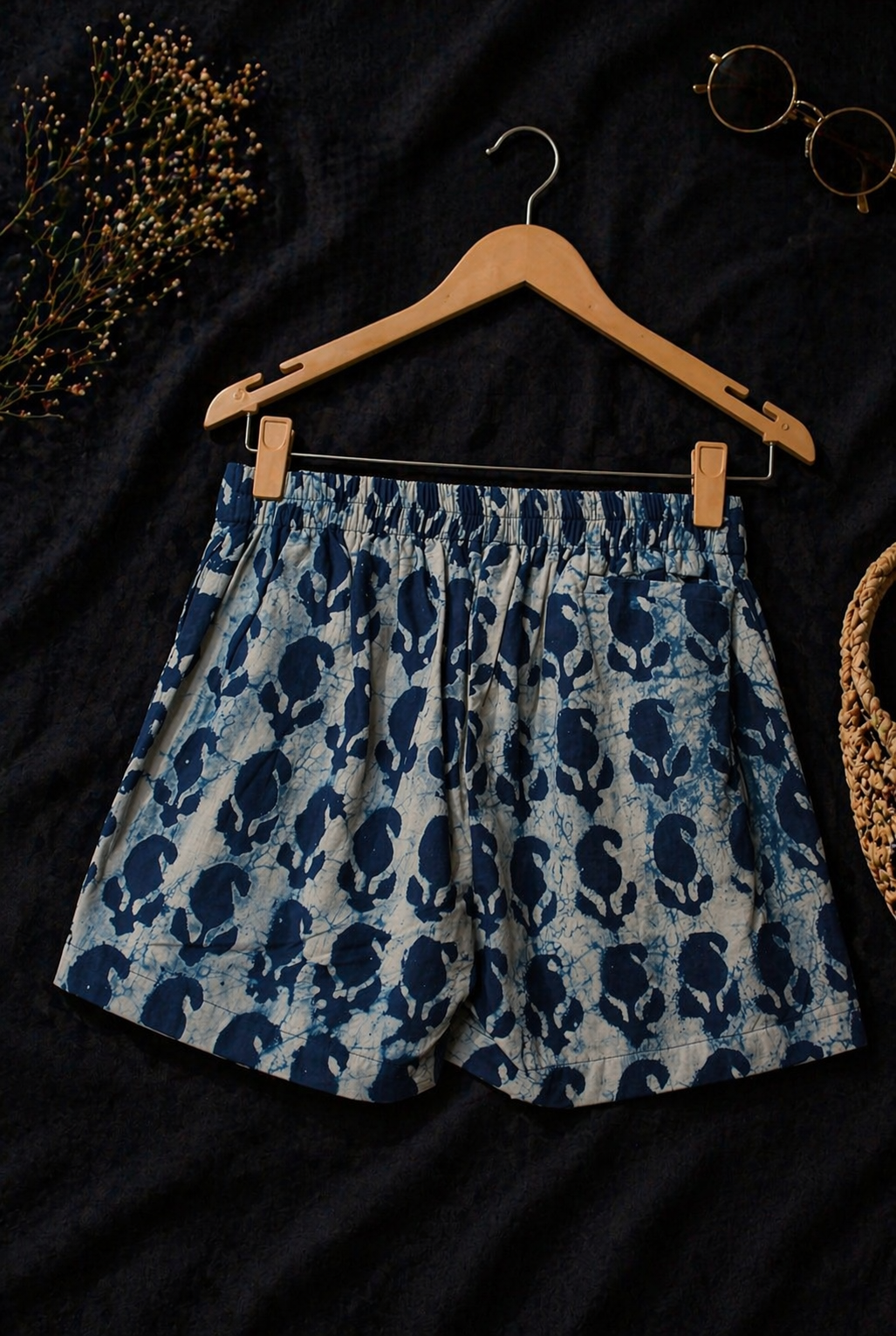 Inky Vibes  Paisley Cotton Shorts