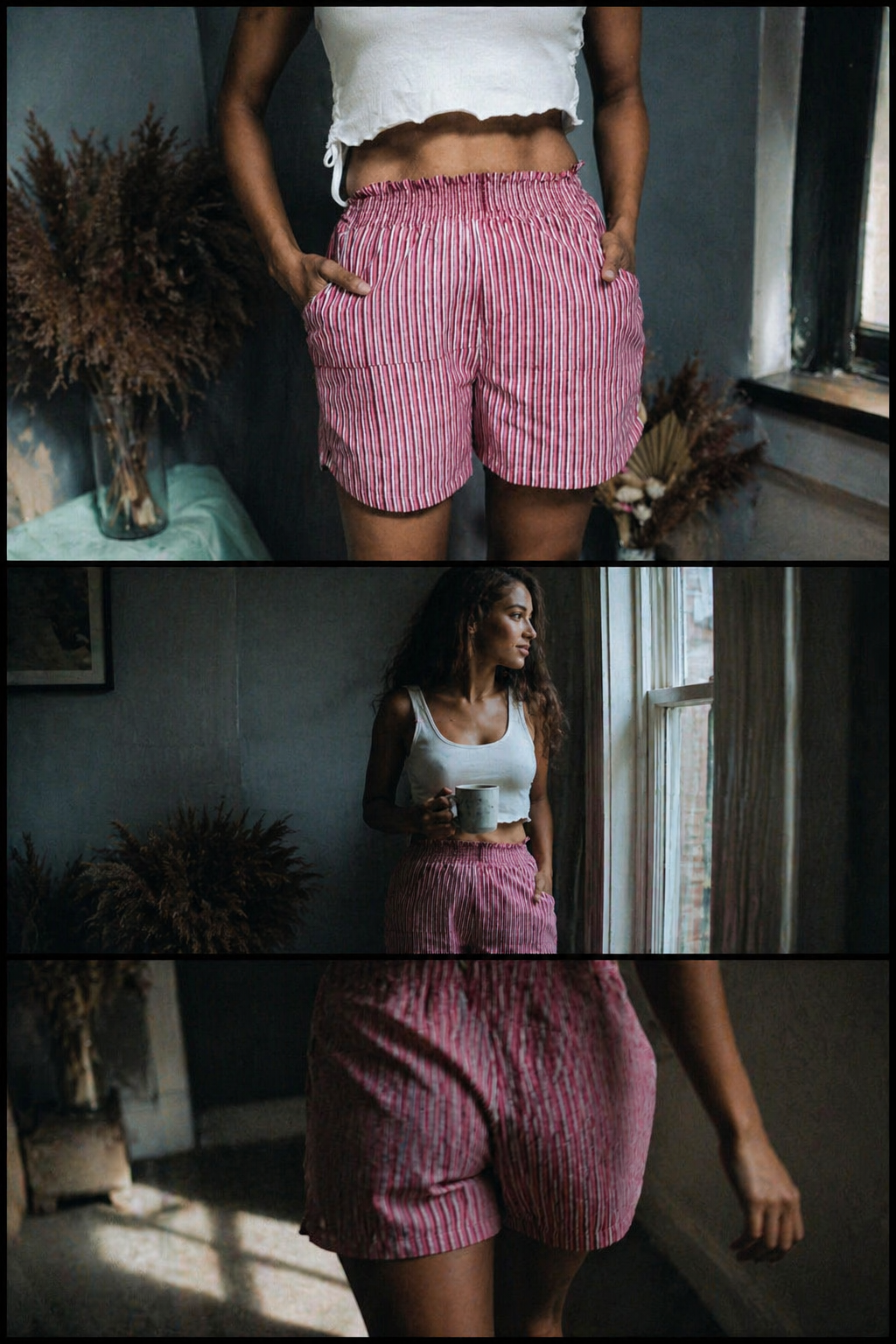 Pink Dabu Stripes Shorts