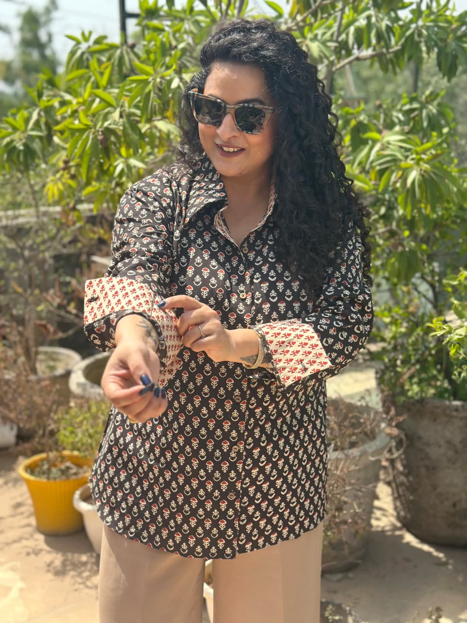 Kaalika-Bagru print handblock cotton shirt