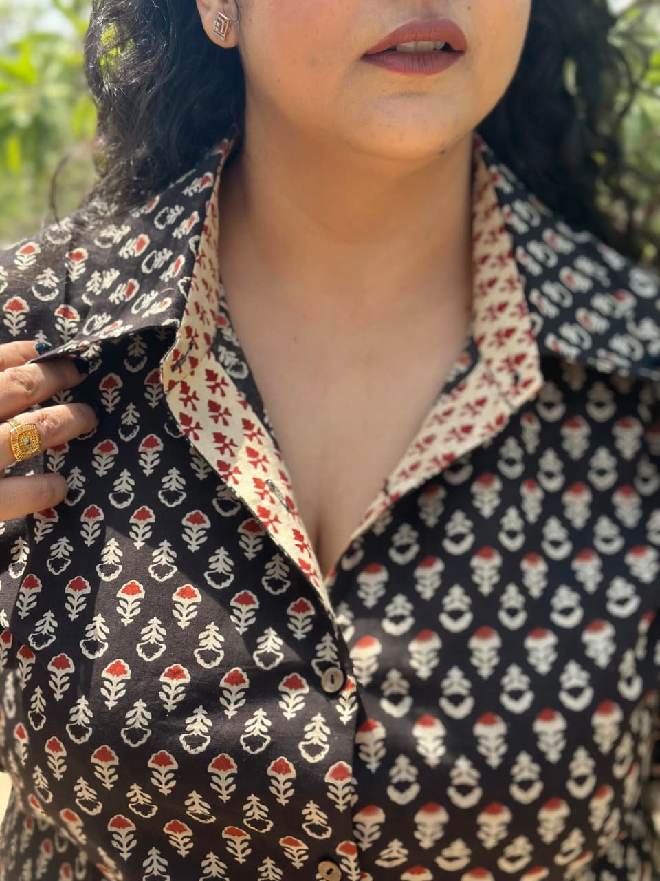 Kaalika-Bagru print handblock cotton shirt