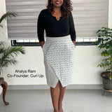 Grey camel bagru handblock print pencil wrap style cotton skirt