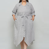 Bagru Handblock Printed Stripe & Camel Print Cotton Dress