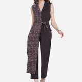Ajrakh Handblock Printed Overlap Style Cotton Jumpsuit