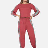 Red Joggers with Sanganeri Patch