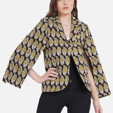 Olive Bagru Paisley Handblock Printed Cotton Cape Blazer