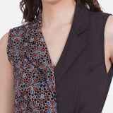 Ajrakh Handblock Printed Overlap Style Cotton Jumpsuit