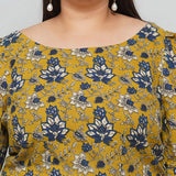 Mustard Bagru Kalamkari Handblock Printed Cotton Dress