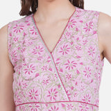 Pink Sanganeri Handblock Printed Cotton Jumpsuit