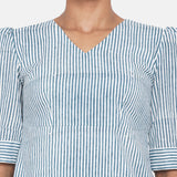 Blue Stripe Handblock Printed Cotton Top