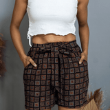 Ajrakh Handblock printed Cotton Shorts with Belt