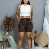 Ajrakh Handblock printed Cotton Shorts with Belt