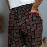 Ajrakh Handblock printed Cotton Shorts with Belt
