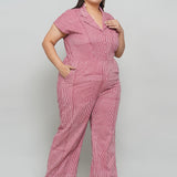 Pink Dabu Stripe Handblock Cotton Jumpsuit