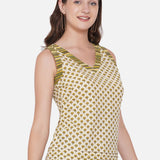 Olive Bagru Handblock Printed Cotton Top