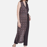 Ajrakh Handblock Printed Overlap Style Cotton Jumpsuit