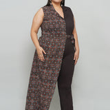 Ajrakh Handblock Printed Overlap Style Cotton Jumpsuit