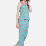 Blue Sanganeri Night Suit Set