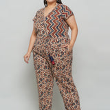 Off white Ajrakh handblock printed Jumpsuit