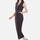 Ajrakh Handblock Printed Overlap Style Cotton Jumpsuit