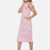 Pink Sanganeri Handblock Printed One Shoulder Dress