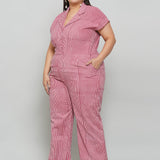 Pink Dabu Stripe Handblock Cotton Jumpsuit