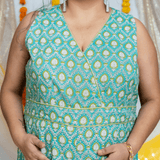 Blue Sanganeri Handblock Printed Cotton Jumpsuit
