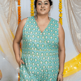Blue Sanganeri Handblock Printed Cotton Jumpsuit