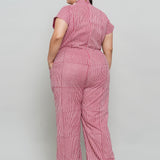 Pink Dabu Stripe Handblock Cotton Jumpsuit