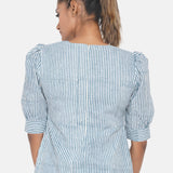 Blue Stripe Handblock Printed Cotton Top