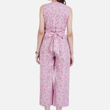 Pink Sanganeri Handblock Printed Cotton Jumpsuit