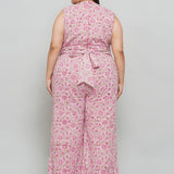 Pink Sanganeri Handblock Printed Cotton Jumpsuit
