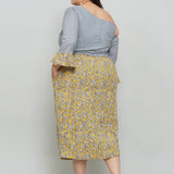 Mustard Grey Sanganeri Skirt Top