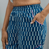 Indigo Dabu Shorts with Fuchsia Piping