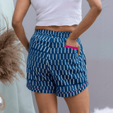 Indigo Dabu Shorts with Fuchsia Piping