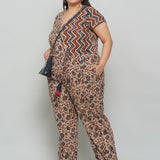 Off white Ajrakh handblock printed Jumpsuit