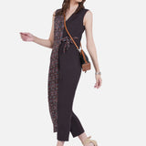 Ajrakh Handblock Printed Overlap Style Cotton Jumpsuit