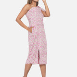 Pink Sanganeri Handblock Printed One Shoulder Dress
