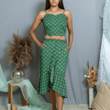 Green Bagru Wrap Skirt & Top