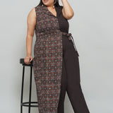 Ajrakh Handblock Printed Overlap Style Cotton Jumpsuit
