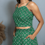 Green Bagru Wrap Skirt & Top